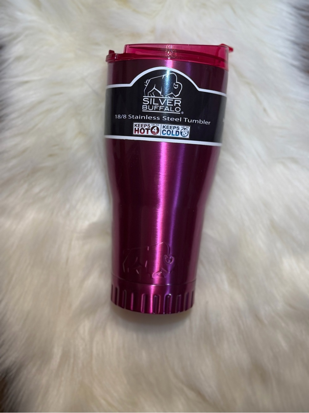 Silver Buffalo Magenta Stainless Steel Travel Tumbler